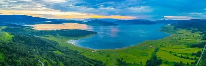 Framed Print : Sunset aerial view of Batak reservoir in Bulgaria Framed Print : Sunset aerial view of Batak reservoir in Bulgaria