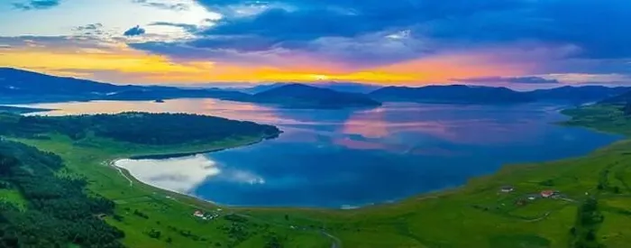 Framed Print : Sunset aerial view of Batak reservoir in Bulgaria Framed Print : Sunset aerial view of Batak reservoir in Bulgaria