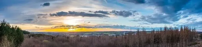 Framed Print : Sunset, Aerial view over forests and meadows of Westerwald, Altenkirchen, Germany Framed Print : Sunset, Aerial view over forests and meadows of Westerwald, Altenkirchen, Germany