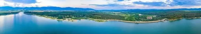 Framed Print : Sunset aerial view of Koprinka dam in Bulgaria Framed Print : Sunset aerial view of Koprinka dam in Bulgaria