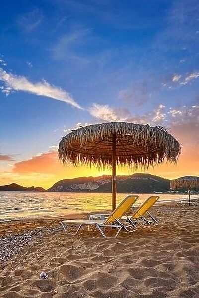 Sunset at the beach, Corfu Island, Greece