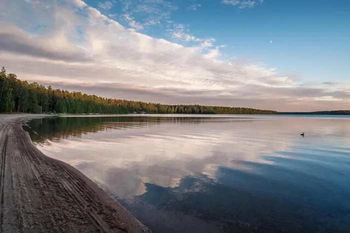 Framed Print : Sunset on beach with mood light At summer evening in Nurmijärvi, Finland Framed Print : Sunset on beach with mood light At summer evening in Nurmijärvi, Finland