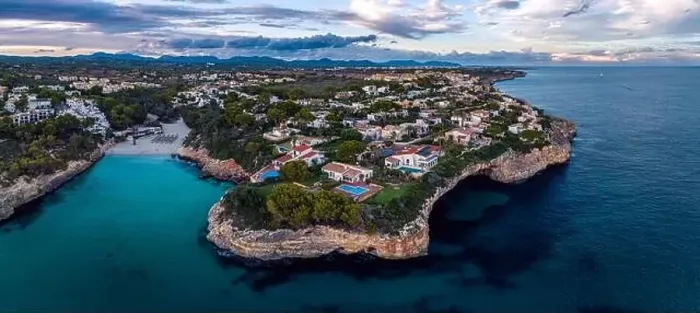 Framed Print : Sunset over Cala Anguila-Cala Mendia from a drone, Porto Cristo, Majorca, Spain, Europe Framed Print : Sunset over Cala Anguila-Cala Mendia from a drone, Porto Cristo, Majorca, Spain, Europe