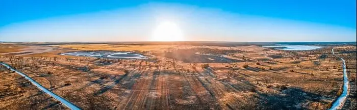 Framed Print : Sunset over desert in Australia - wide aerial panorama Framed Print : Sunset over desert in Australia - wide aerial panorama