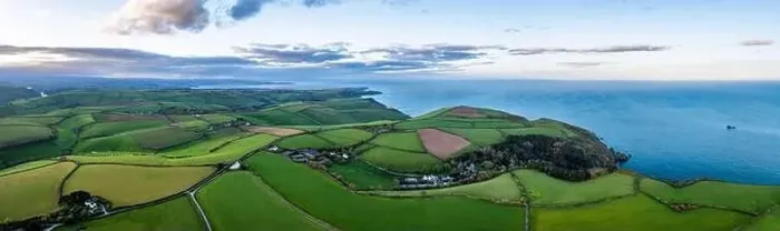 Framed Print : Sunset over Fields and Farms, The DAYMARK, Kingswear, Devon, England Framed Print : Sunset over Fields and Farms, The DAYMARK, Kingswear, Devon, England