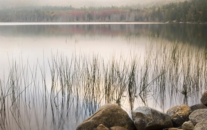Framed Print : Sunset through fog over Upper Hadlock Pond looking toward Bald Peak Acadia National Park Maine USA Framed Print : Sunset through fog over Upper Hadlock Pond looking toward Bald Peak Acadia National Park Maine USA