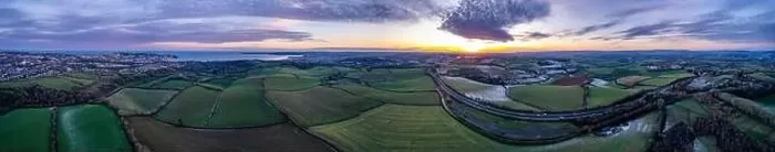 Framed Print : Sunset over Frosty fields and farms from a drone, Torquay, Torbay, Devon, England, Europe Framed Print : Sunset over Frosty fields and farms from a drone, Torquay, Torbay, Devon, England, Europe