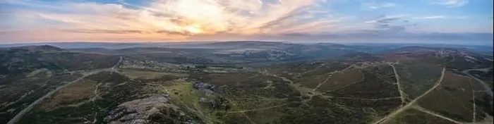 Framed Print : Sunset over Haytor Rocks from a drone, Dartmoor Park, Devon, England, Europe Framed Print : Sunset over Haytor Rocks from a drone, Dartmoor Park, Devon, England, Europe