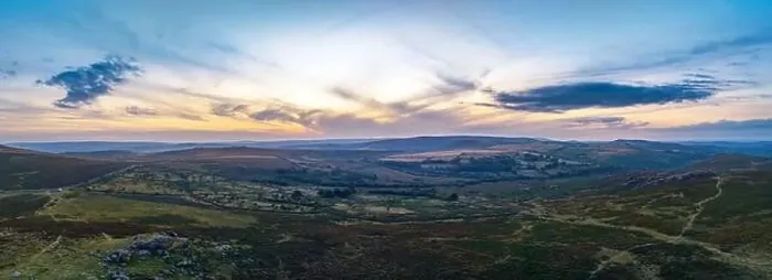 Framed Print : Sunset over Haytor Rocks from a drone, Dartmoor Park, Devon, England, Europe Framed Print : Sunset over Haytor Rocks from a drone, Dartmoor Park, Devon, England, Europe