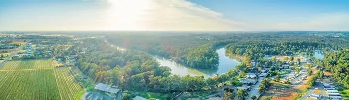 Framed Print : Sunset over the iconic Murray River and scenic countryside in Australia