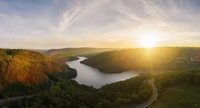 Framed Print : Sunset at the Lake Rursee, Eifel Germany Framed Print : Sunset at the Lake Rursee, Eifel Germany