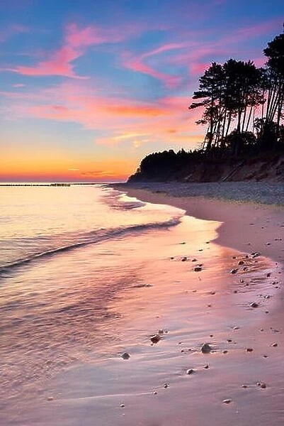 Sunset landscape at the Baltic Sea, Pomerania, Poland