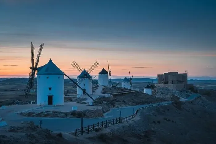 Framed Print : Sunset landscapes of Don Quixote windmills in Consuegra, Toledo, Spain Framed Print : Sunset landscapes of Don Quixote windmills in Consuegra, Toledo, Spain