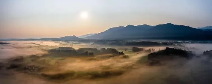 Framed Print : Sunset Panorama with drone at the Bavarian Alps. Mist and fog at the ground Framed Print : Sunset Panorama with drone at the Bavarian Alps. Mist and fog at the ground