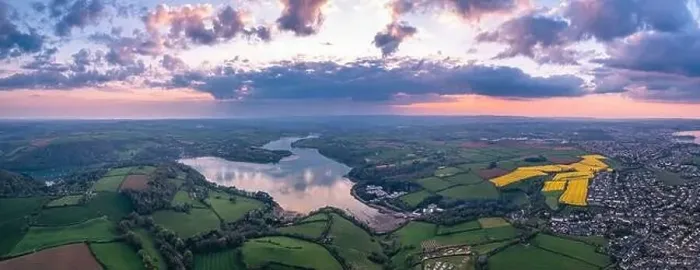 Framed Print : Sunset over Rapeseed fields and Farmlands from a drone, Paignton and Brixham, River Dart, Devon, England Framed Print : Sunset over Rapeseed fields and Farmlands from a drone, Paignton and Brixham, River Dart, Devon, England
