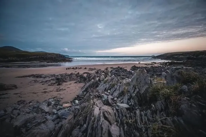 Framed Print : A sunset in a rocky beach in south Ireland. High quality photo Framed Print : A sunset in a rocky beach in south Ireland. High quality photo