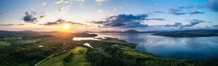 Framed Print : Sunset over Tobermory from a drone, Isle of Mull, Scotland, UK Framed Print : Sunset over Tobermory from a drone, Isle of Mull, Scotland, UK