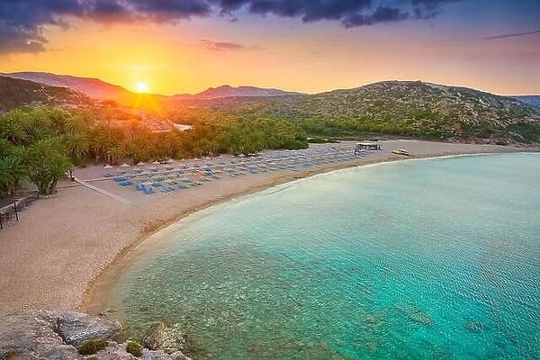 Sunset at Vai Beach, Crete Island, Greece