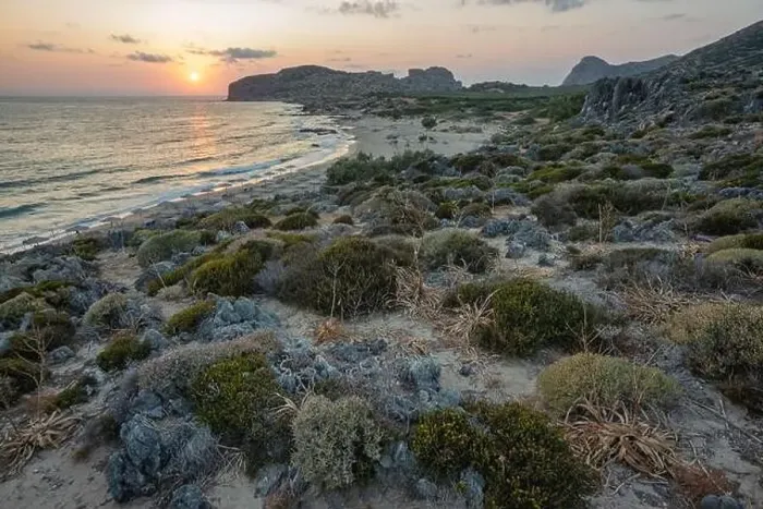 Framed Print : Sunset view near Falasarna beach on Crete island, Greece Framed Print : Sunset view near Falasarna beach on Crete island, Greece