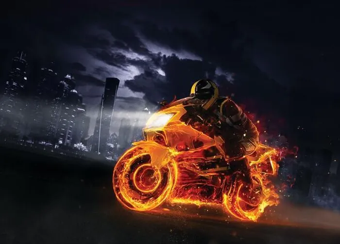 Framed Print : Super-sport fire motorbike with skyscrapers on background. Wallpaper motive with fast motorcycle in dramatic dark scene Framed Print : Super-sport fire motorbike with skyscrapers on background. Wallpaper motive with fast motorcycle in dramatic dark scene
