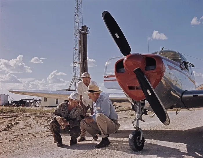 Framed Print : Superior Oil Co. aircraft before jackknife rig, Midland, Texas, Beech Bonanza Framed Print : Superior Oil Co. aircraft before jackknife rig, Midland, Texas, Beech Bonanza