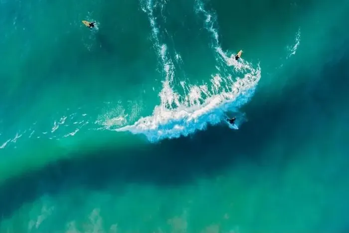 Framed Print : Surfer ride on surfboard on wave in ocean. Aerial view in Brazil Framed Print : Surfer ride on surfboard on wave in ocean. Aerial view in Brazil