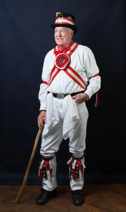 Framed Print : SURREY, UK: A Morris Man in traditional costume Framed Print : SURREY, UK: A Morris Man in traditional costume