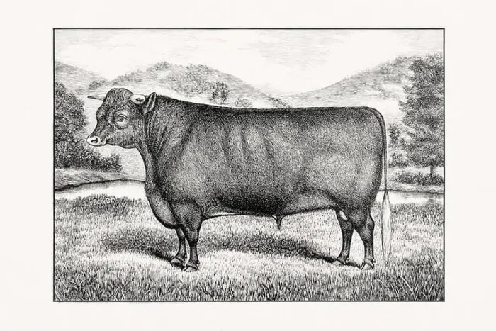 Framed Print : Sussex Cattle. Antique cattle illustration of a bull from an 1887 livestock book Framed Print : Sussex Cattle. Antique cattle illustration of a bull from an 1887 livestock book