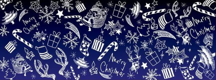 Framed Print : Sweet christmas doodles full vector large banner Framed Print : Sweet christmas doodles full vector large banner
