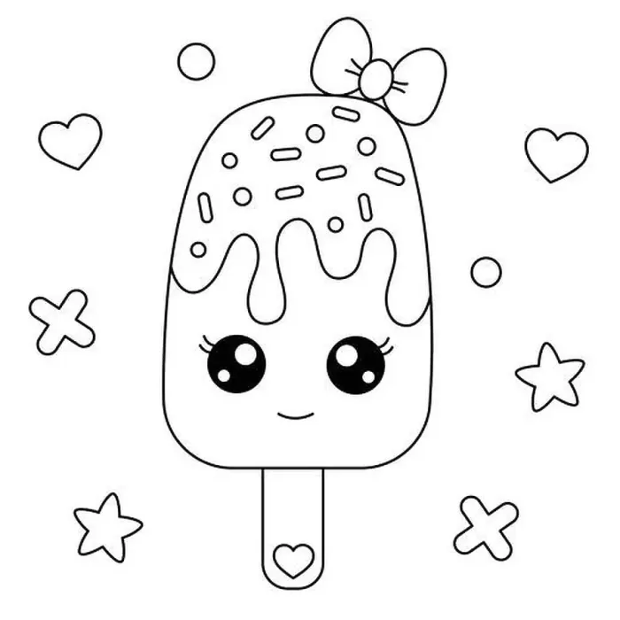 Framed Print : Sweet Ice Cream Coloring Page. Kawaii Ice-Cream Vector Illustration Framed Print : Sweet Ice Cream Coloring Page. Kawaii Ice-Cream Vector Illustration