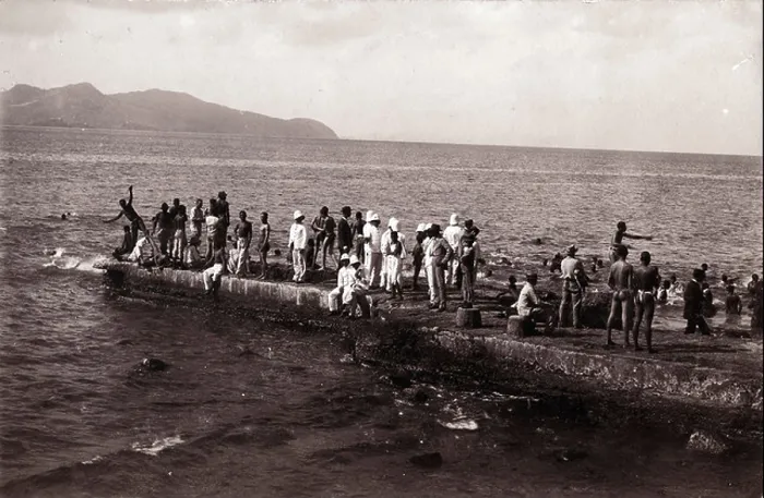 Framed Print : Swimming Pier, Fort de France, Martinique, ca 1900 Framed Print : Swimming Pier, Fort de France, Martinique, ca 1900