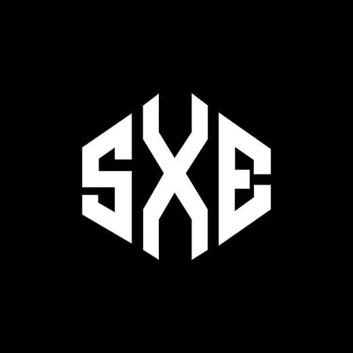 Framed Print : SXE letter logo design with polygon shape Framed Print : SXE letter logo design with polygon shape