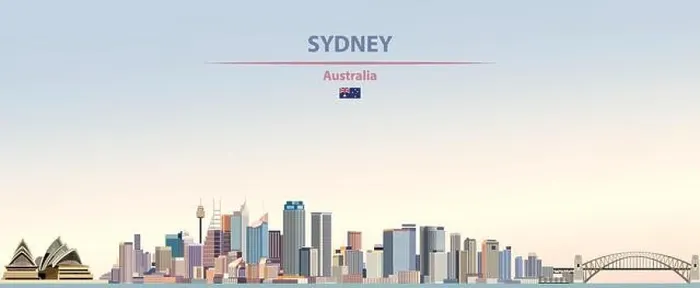 Framed Print : Sydney city skyline on beautiful daytime background vector illustration