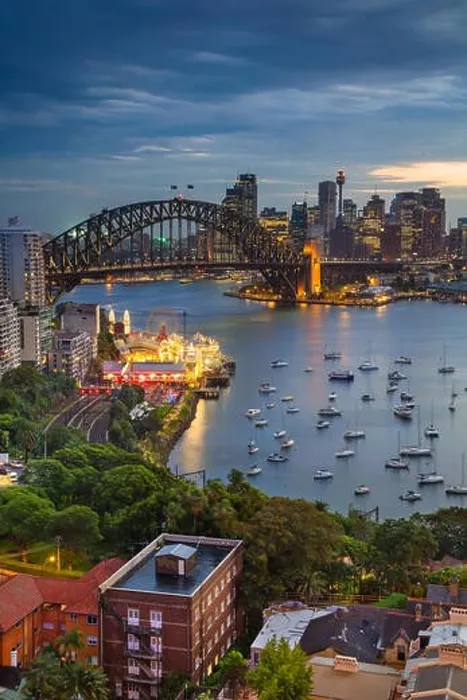 Framed Print : Sydney. Cityscape image of Sydney, Australia with Harbour Bridge and Sydney skyline during twilight blue hour Framed Print : Sydney. Cityscape image of Sydney, Australia with Harbour Bridge and Sydney skyline during twilight blue hour
