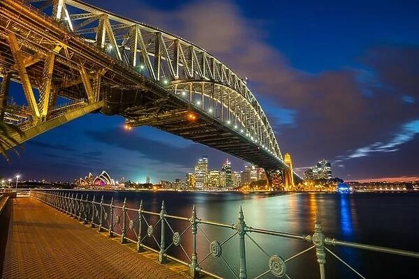 Sydney. Cityscape image of Sydney, Australia with Harbour Bridge during twilight blue hour