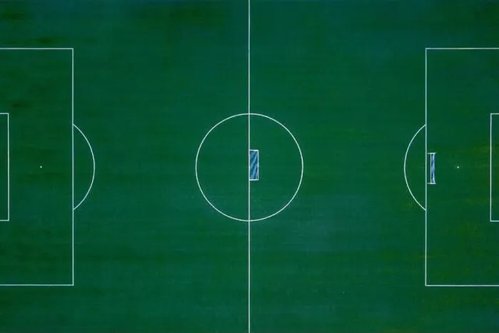 Framed Print : A synthetic soccer field aerial view Framed Print : A synthetic soccer field aerial view