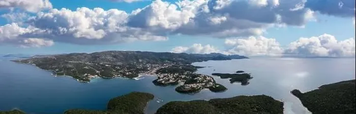 Framed Print : Syvota Greece. Aerial panoramic view of Sivota sandy beaches and islands Framed Print : Syvota Greece. Aerial panoramic view of Sivota sandy beaches and islands