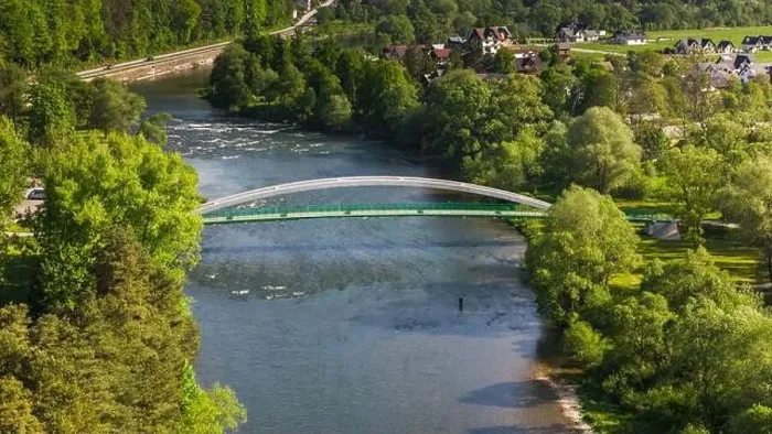 Framed Print : Szczawnica townscape and Dunajec River bends. Aerial drone view at springtime Framed Print : Szczawnica townscape and Dunajec River bends. Aerial drone view at springtime