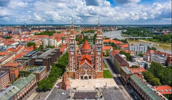 Framed Print : Szeged, Hungary - Aerial panoramic view of the Votive Church and Cathedral of Our Lady of Hungary (Szeged Dom) Framed Print : Szeged, Hungary - Aerial panoramic view of the Votive Church and Cathedral of Our Lady of Hungary (Szeged Dom)