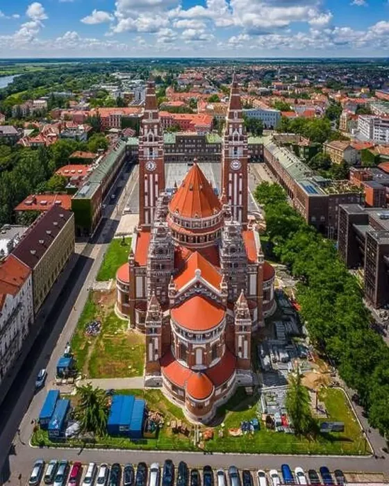 Framed Print : Szeged, Hungary - Aerial view of the Votive Church and Cathedral of Our Lady of Hungary (Szeged Dom) Framed Print : Szeged, Hungary - Aerial view of the Votive Church and Cathedral of Our Lady of Hungary (Szeged Dom)