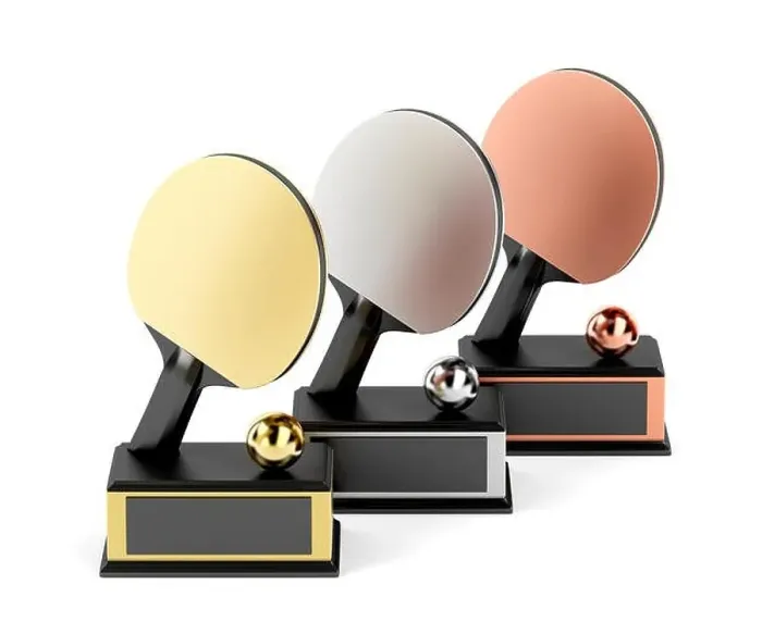 Framed Print : Table tennis trophies on white background Framed Print : Table tennis trophies on white background