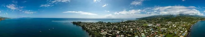 Framed Print : Tahiti island french polynesia lagoon aerial view panorama landscape Framed Print : Tahiti island french polynesia lagoon aerial view panorama landscape