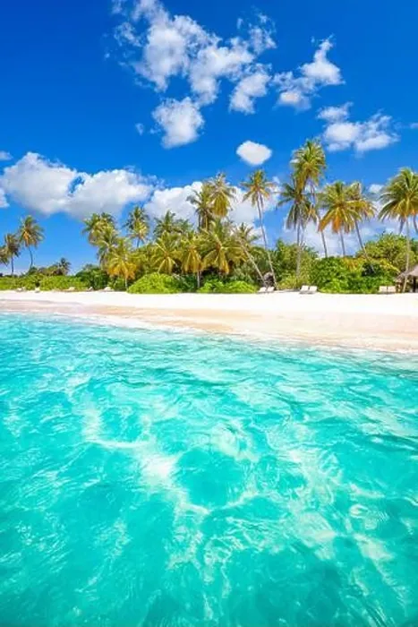 Framed Print : Tahiti or Maldives island panoramic beach. Tropical landscape shore of scenic summer, white sand, palm trees. Luxury travel vacation destination Framed Print : Tahiti or Maldives island panoramic beach. Tropical landscape shore of scenic summer, white sand, palm trees. Luxury travel vacation destination