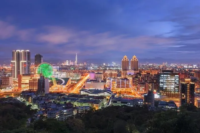 Framed Print : Taipei, Taiwan city skyline in the Xinyi District at twilight
