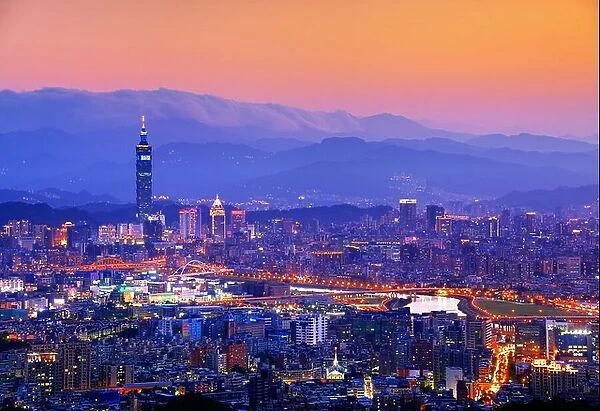 Taipei, Taiwan famed cityscape