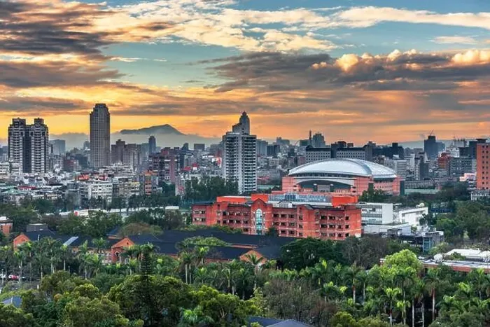 Framed Print : Taipei, Taiwan urban cityscape at dusk from the Da'an District