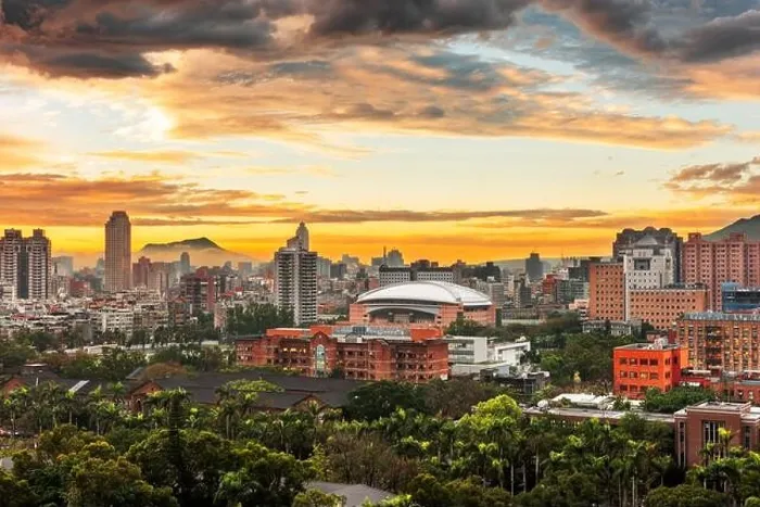 Framed Print : Taipei, Taiwan urban cityscape at dusk from the Da'an District