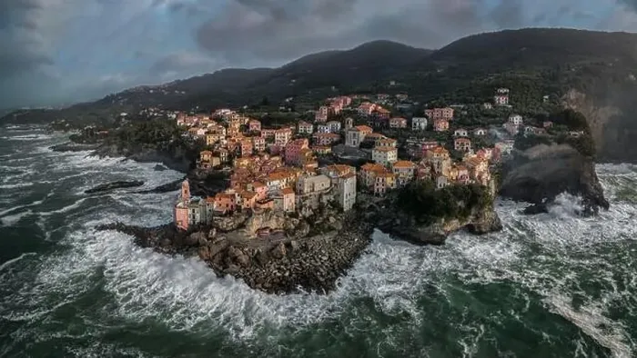Framed Print : tallaro lerici aerial view Framed Print : tallaro lerici aerial view