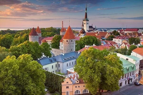 Tallinn. Image of Old Town Tallinn in Estonia during sunset