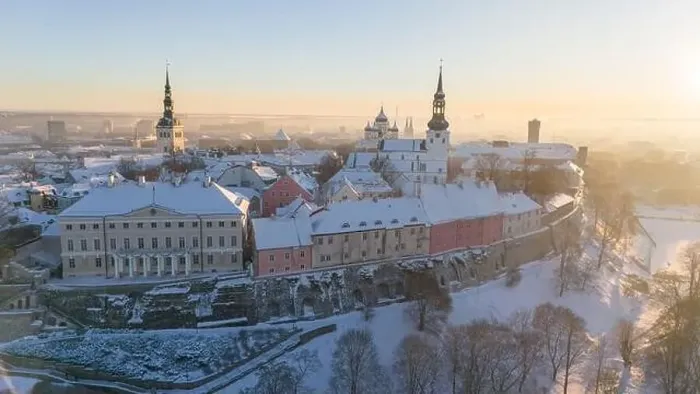 Framed Print : Tallinn old town aerial view during a cold winter day in Estonia Framed Print : Tallinn old town aerial view during a cold winter day in Estonia
